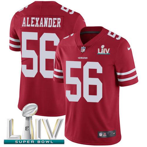 San Francisco 49ers Nike #56 Kwon Alexander Red Super Bowl LIV 2020 Team Color Men Stitched NFL Vapor Untouchable Limited Jersey